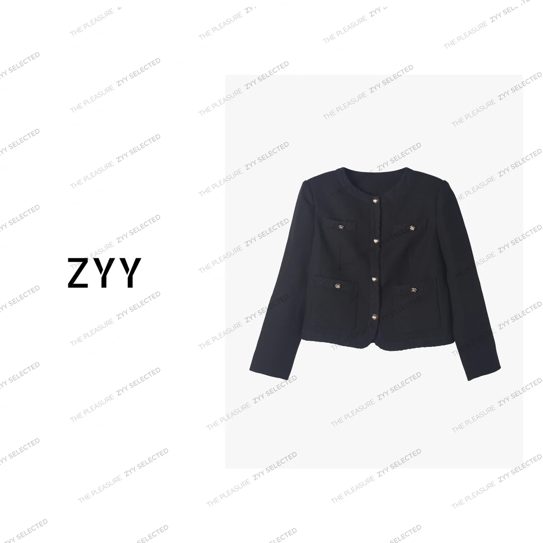 ZYY【云麓漫游】2025/S新品拼接面料宽松小香风外套女X25QDWT03838