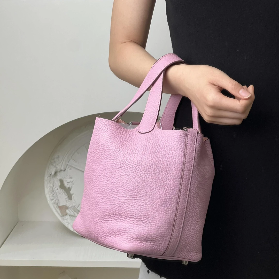 99新 Hermes/爱马仕 爱马仕菜篮子18锦葵紫银扣/优品