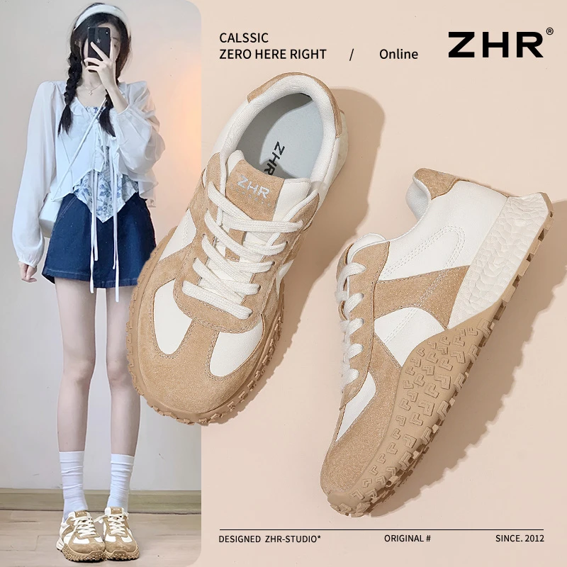 ZHR则则一脚蹬休闲鞋女2025春秋爆款ins厚底百搭透气运动阿甘鞋