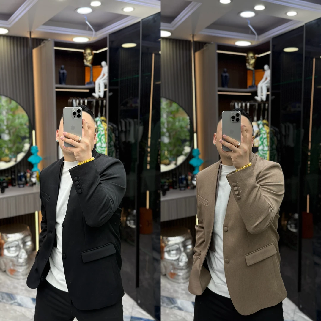 SH轻奢时尚高定男士雅痞商务可拆卸领条纹休闲西服外套 35967