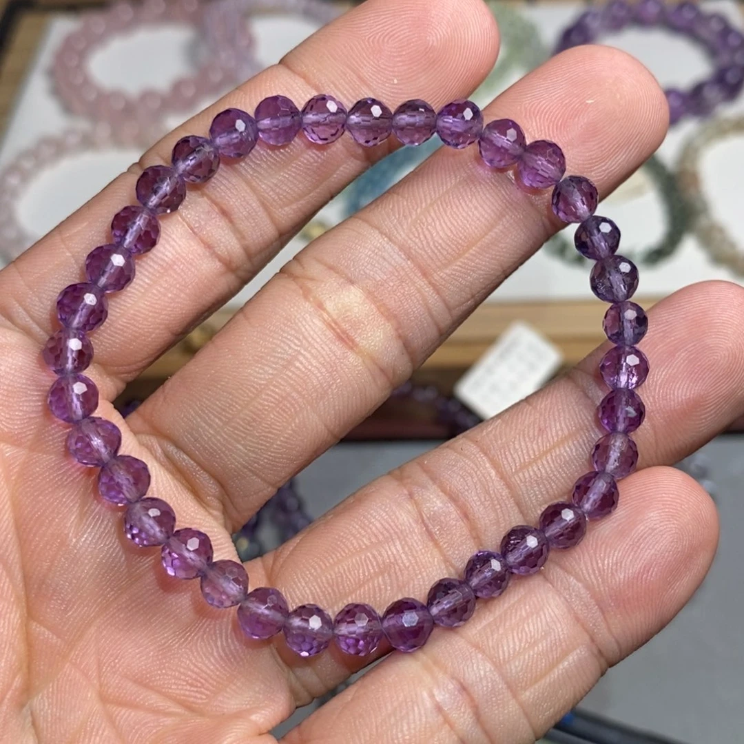 水晶未镶嵌手链紫水晶切面5.2mm