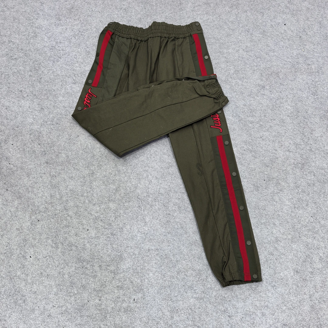 V03-111910-JUS春秋款时尚撞色拼接织带设计宽松百搭休闲排扣裤