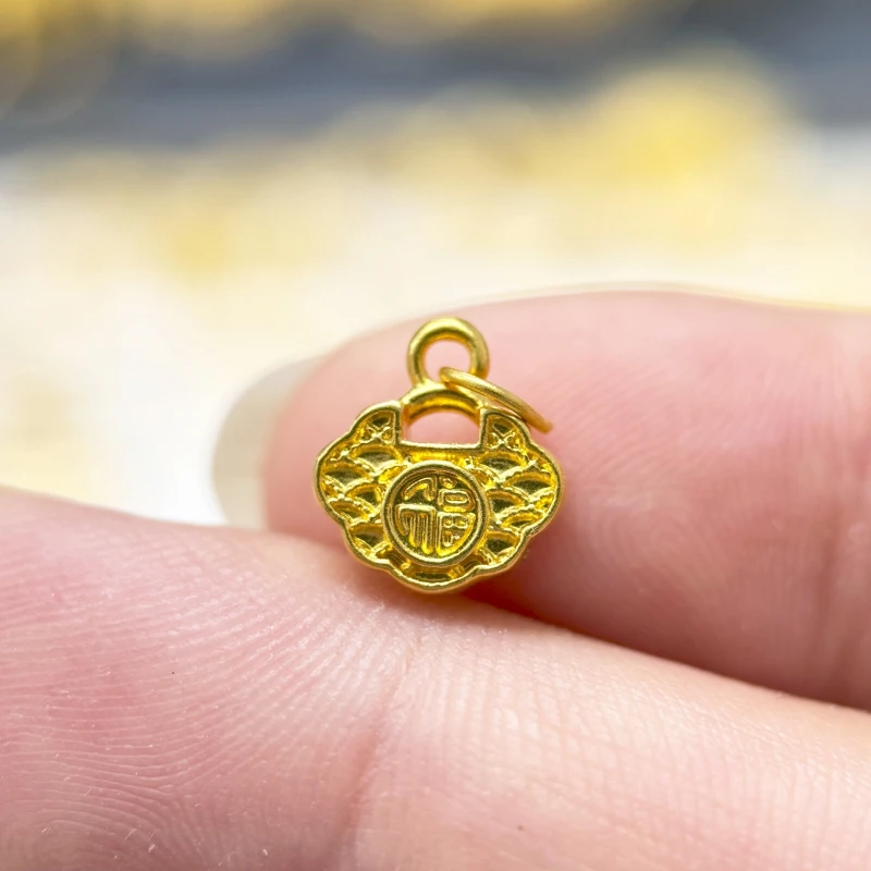 【金哆哆】足金999祥云如意福锁手绳配件滴流