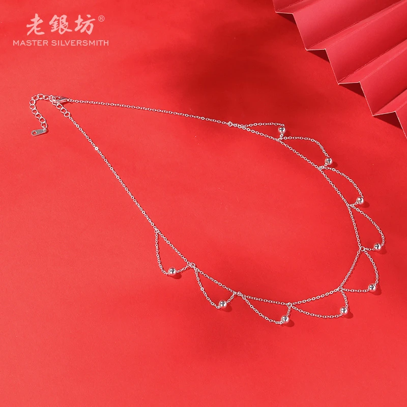 老银坊 链子925银 好运连连套链00221157