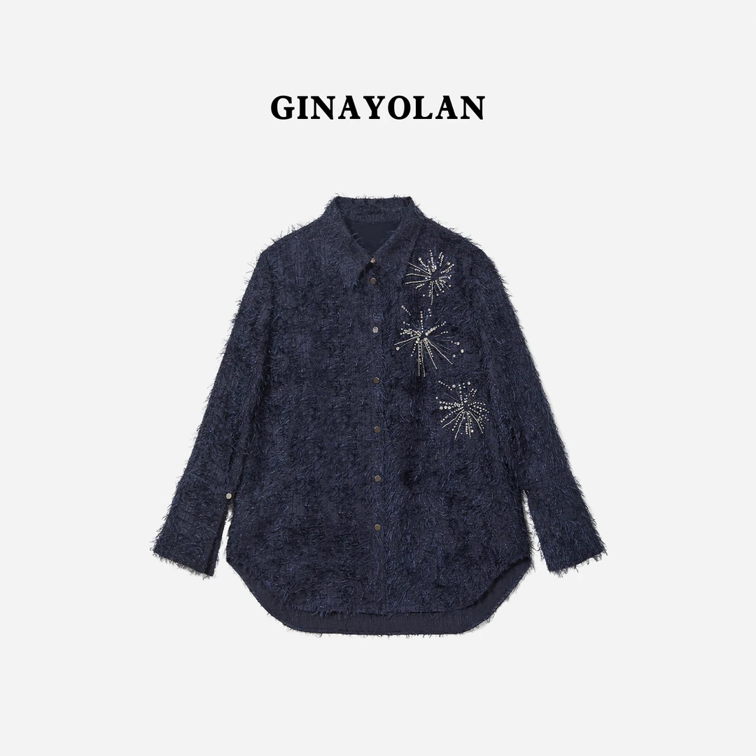 GINAYOLAN/瑾颜【私服系列】意大利进口面料时尚烫钻气质外套