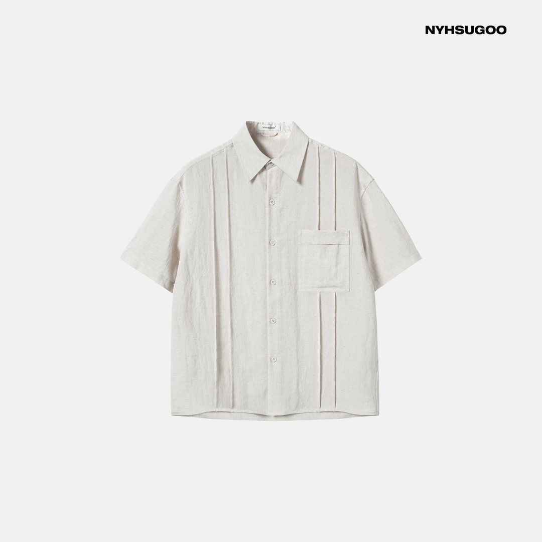 NYHSUGOO/南乙莱赛尔天丝亚麻短袖衬衫男士新品夏季3673凉感透气