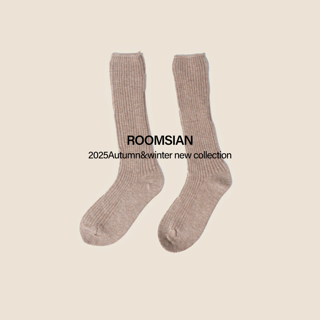 ROOMISAN【隐形提升.羊绒秋冬高奢罗纹袜中筒袜】25918