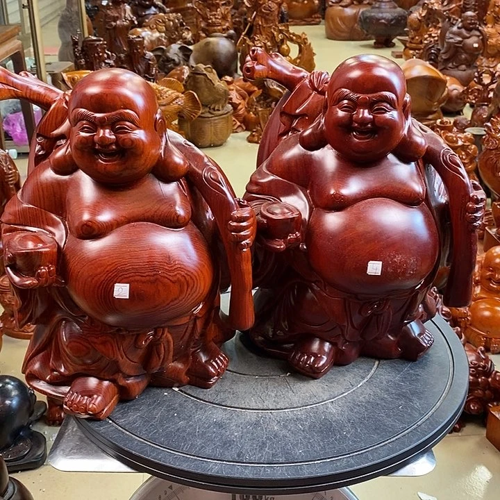 缅甸花梨木笑佛2个