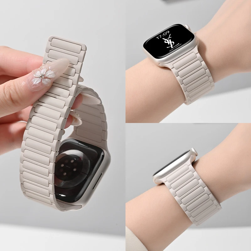 适用iwatch11苹果手表表带S10applewatch9/8/7磁吸运动硅胶表带se