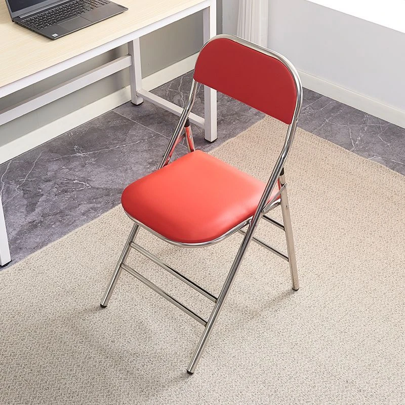 折叠椅加厚不锈钢椅可折叠办公靠背椅户外便携餐初万卧室靠背椅子