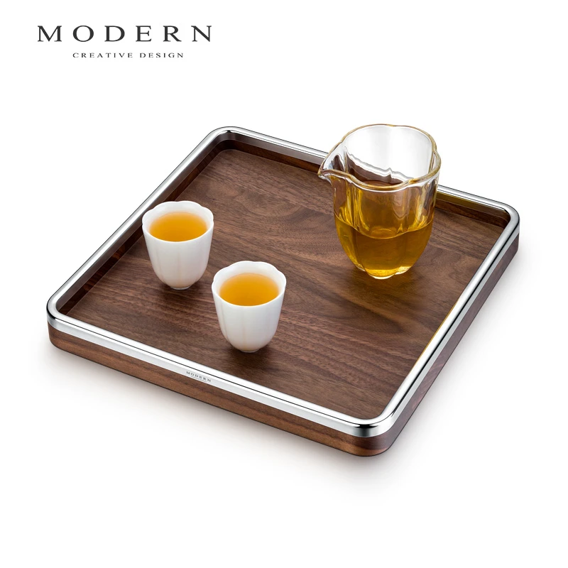 摩登MODERN原创轻奢如意胡桃木北欧简约香薰托盘收纳茶盘乔迁礼品