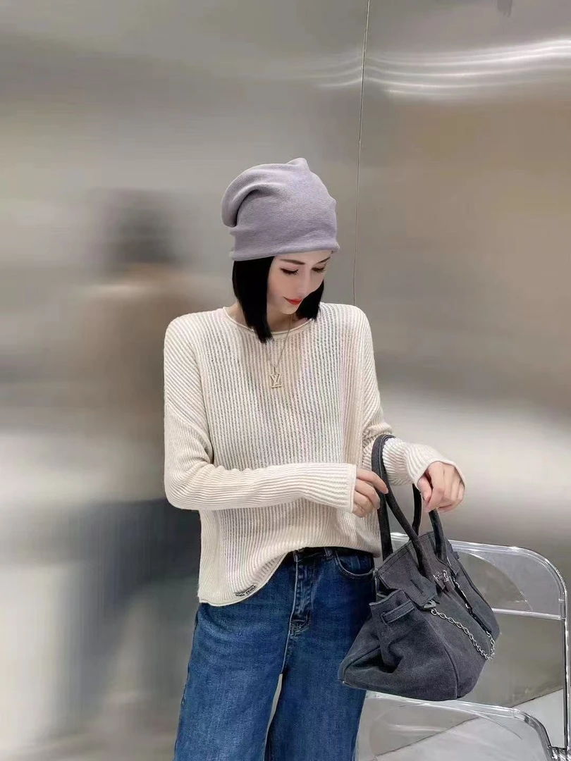 （玉姐家）春秋镂空宽松百搭超洋气柔软澳羊毛慵懒针织上衣女f1664