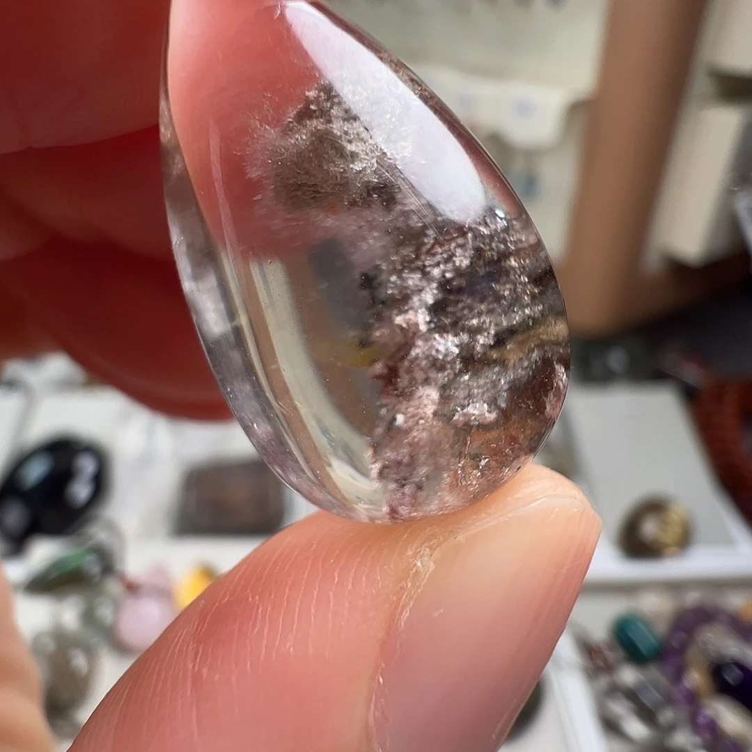 水晶银S925镶嵌颈饰天然幽灵水晶