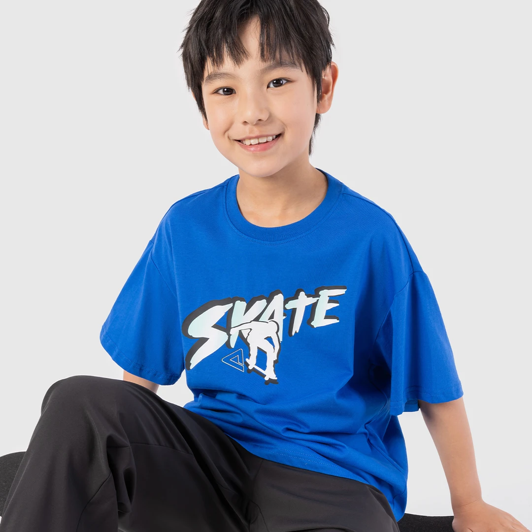 Peak/匹克儿童男童女童2025年夏季新款纯棉休闲短袖DFK642891