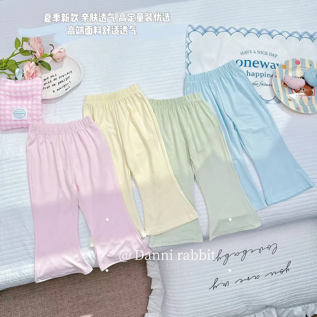 【Dannirabbit】*清爽夏日女童百搭+冰淇凌色微喇裤*X-7654
