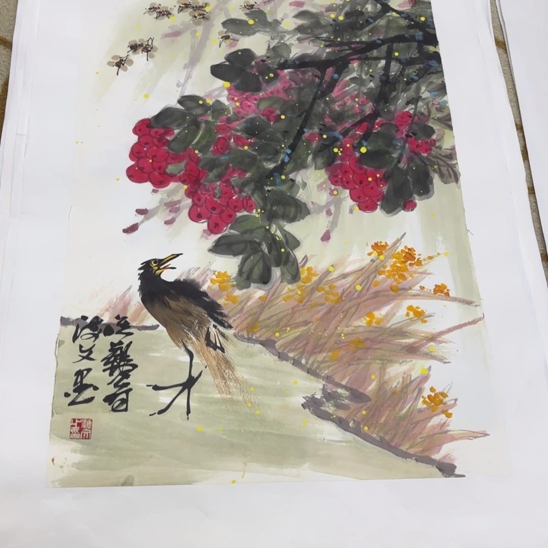 琴***屋国画李海文四尺三开童