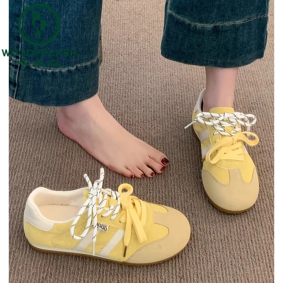 啄木鸟黄色阿甘德训鞋2025新款爆款春季百搭薄底轻便休闲运动板鞋