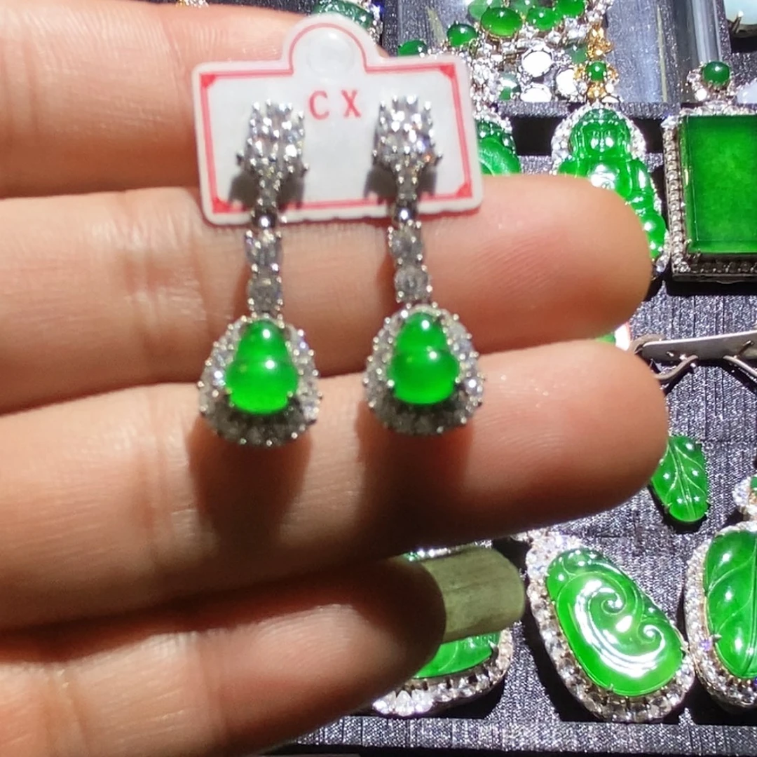 翡翠未镶嵌耳饰A货翡翠1