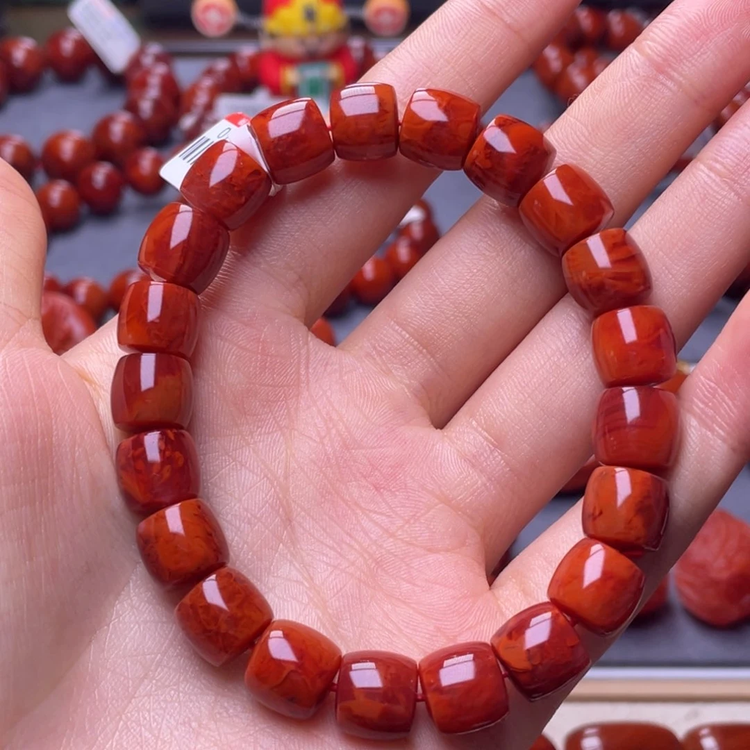 南红玛瑙其它未镶嵌10mm顶品瓦西火焰纹直切手串