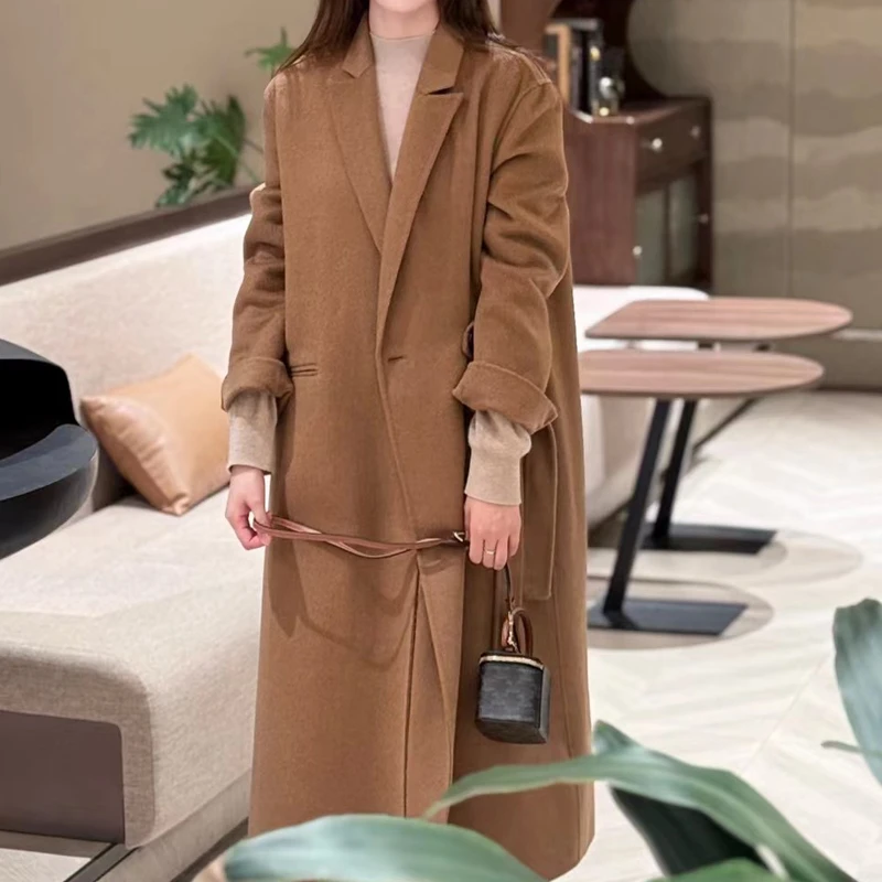 FLORA&AILEY【星线好物】侧系带长款大衣C4D8876