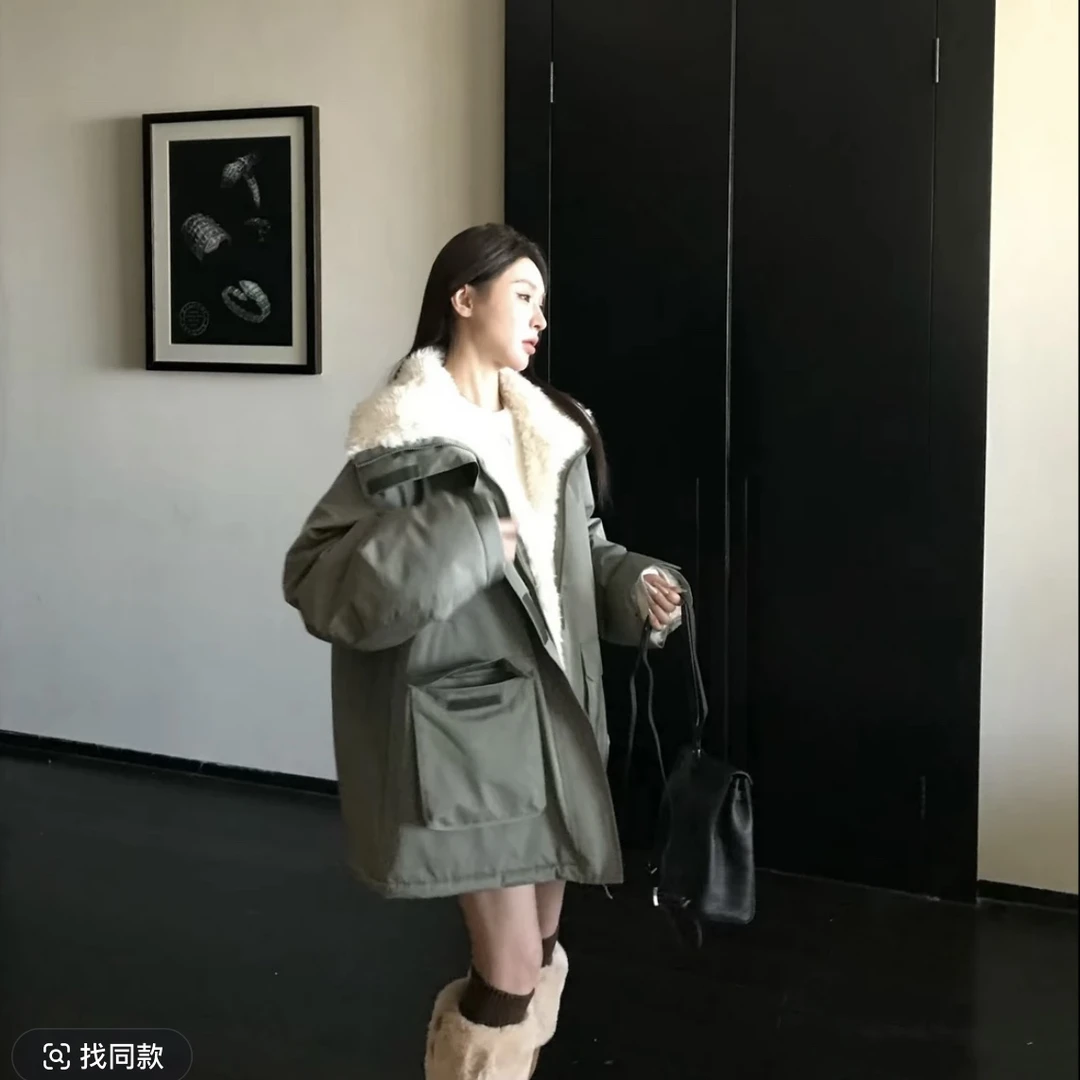 对标yb 高品质版 露思同款加厚内里毛绒拼接派克保暖冲锋衣女外套