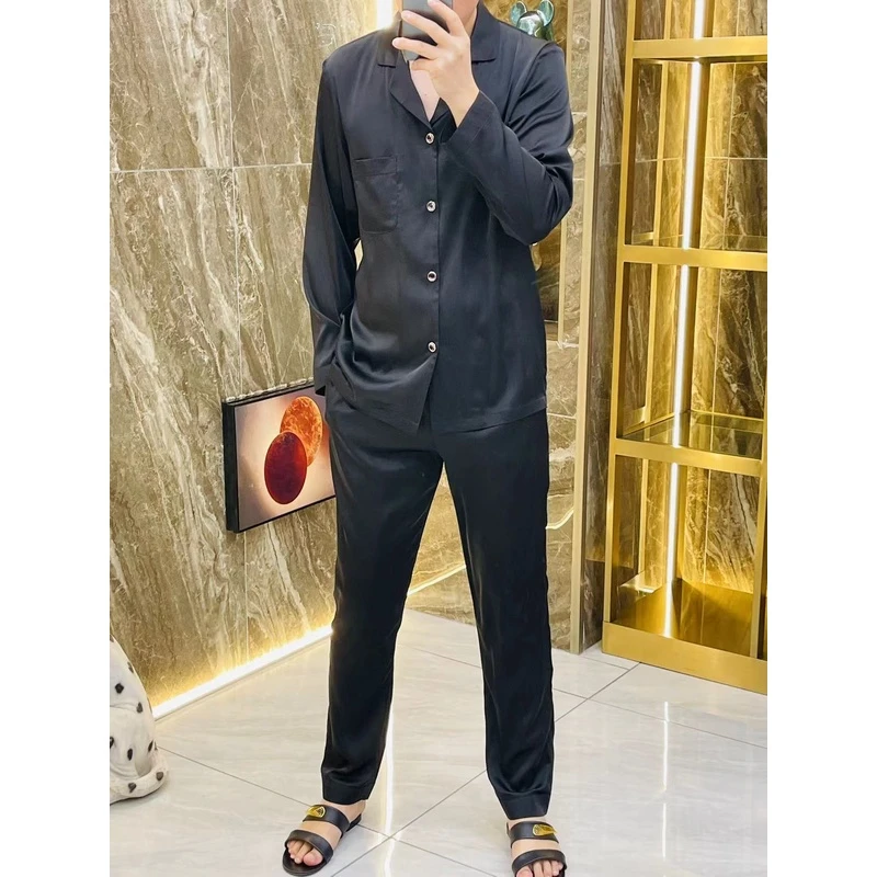 【1523双长】可外穿丝滑舒适家居服睡衣套装男士时尚休闲轻薄透气