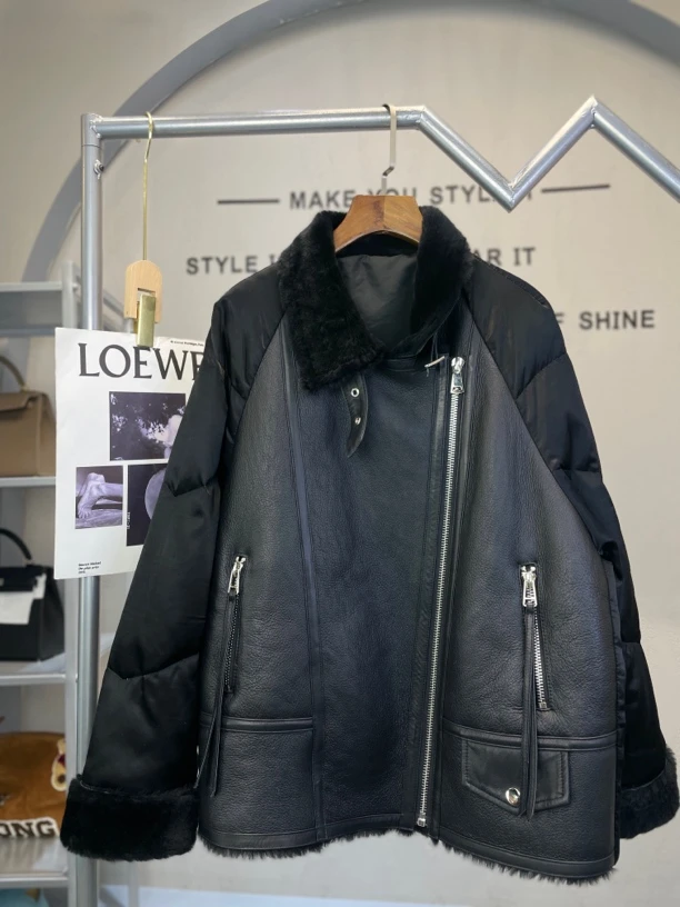 君家拼接毛毛设计外套