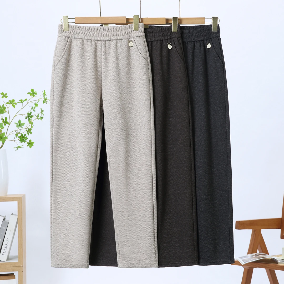 妈妈装裤子中老年人女秋冬百搭休闲裤松紧腰宽松舒适小脚长裤洋气