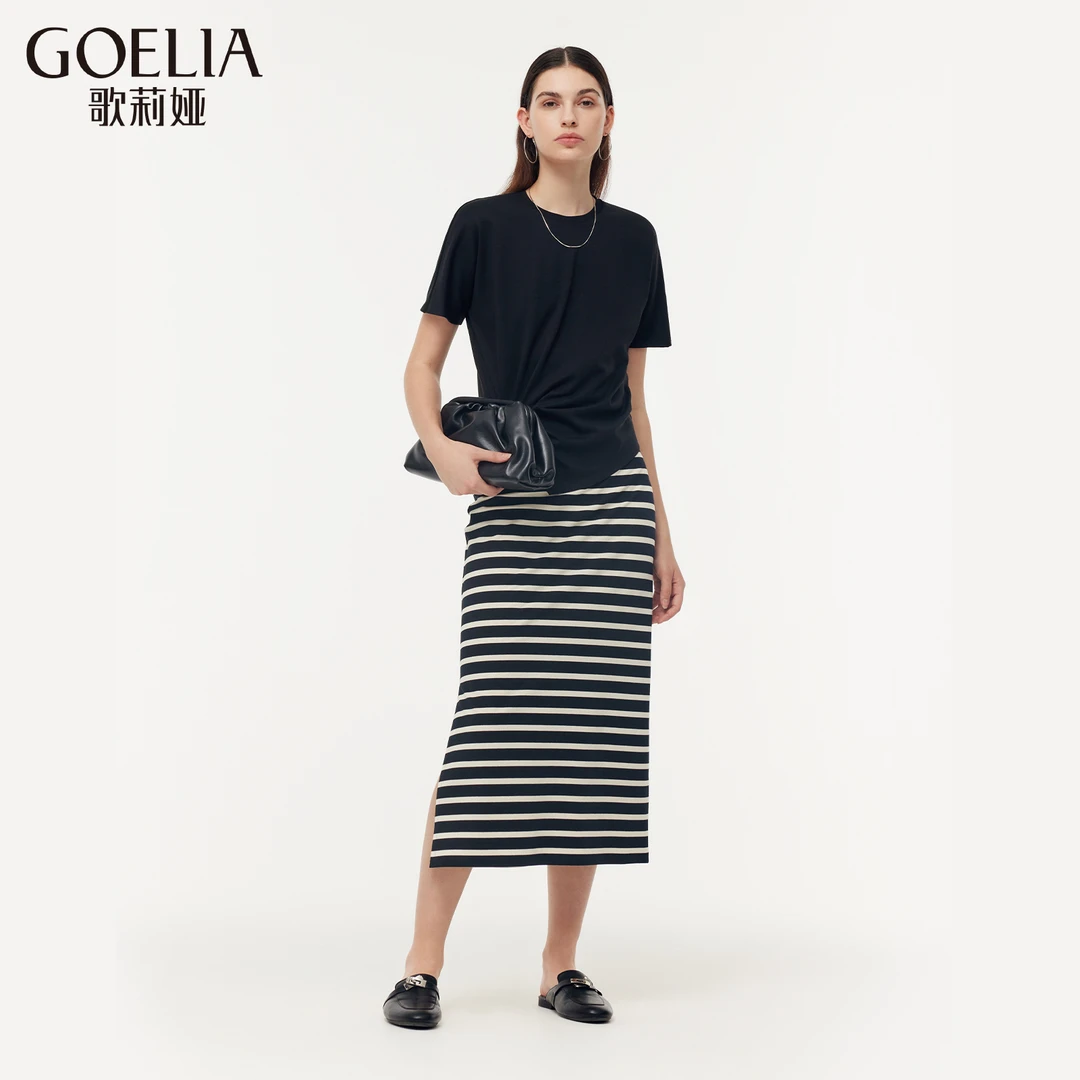 【福利款】歌莉娅两件套装套装气质撞色女潮通勤修身条纹1E3CAC180