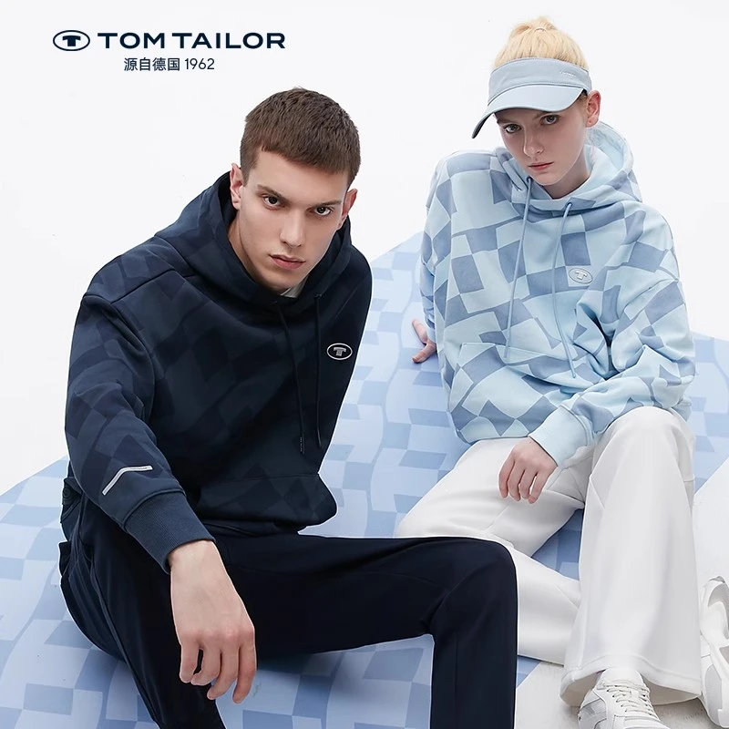 TOM TAILOR德国纯棉情侣套头格子卫衣时尚潮流春季新款TTHOB395G