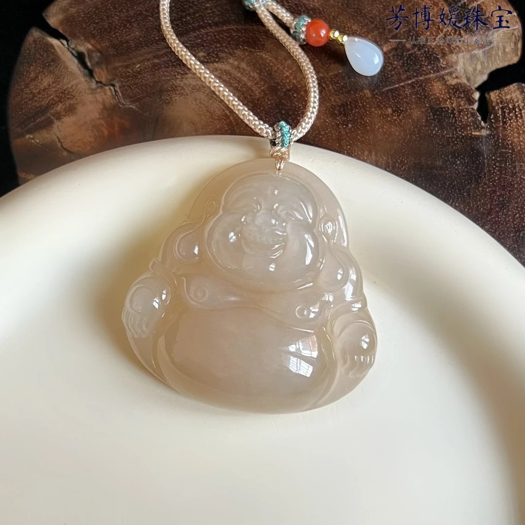 GH33天然高品质和田玉野牛沟老料藕粉哪吒45mm佛公 多样性发其一