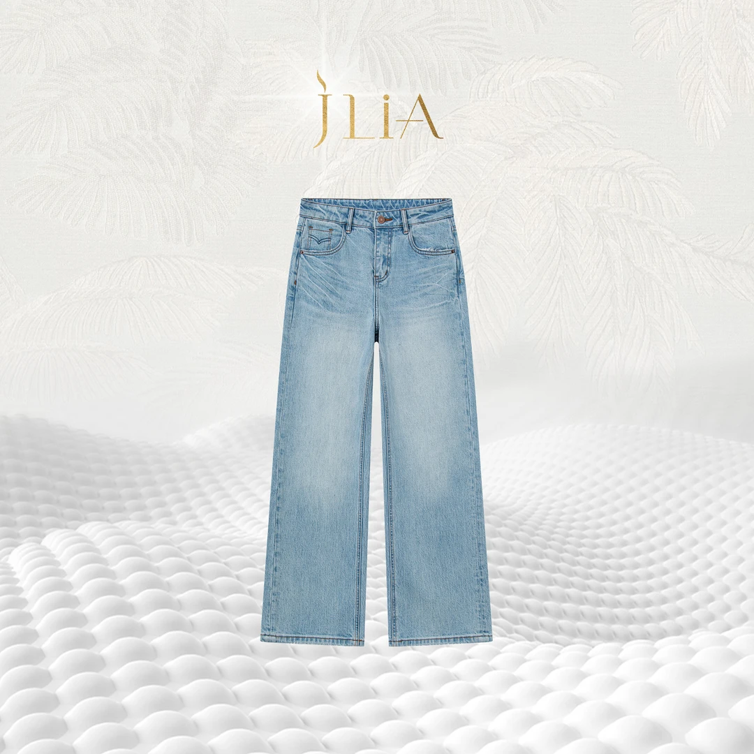 JLIA GOLD-D808“口袋绣花设计”直筒版型无弹女士牛仔裤