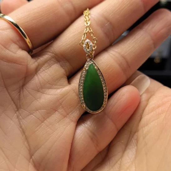 和田玉（碧玉）未镶嵌戒指吊坠