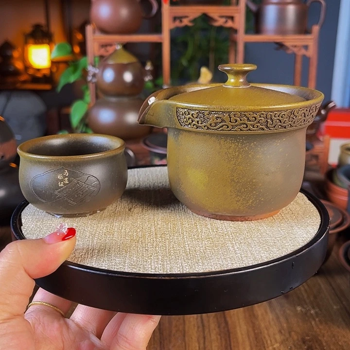 精品柴烧半瓶盖碗