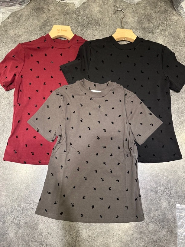 2391#花朵休闲风短袖圆领短袖T恤服装t恤