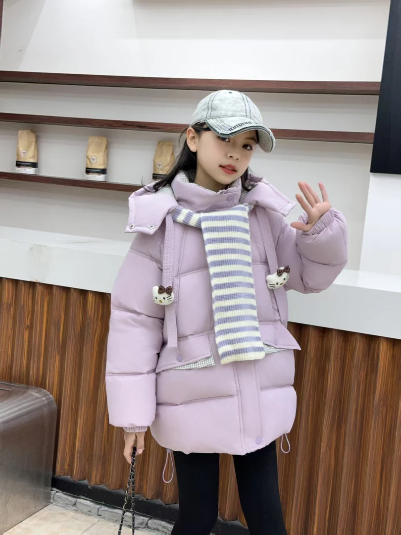 冬季新款加厚纯色围巾棉服