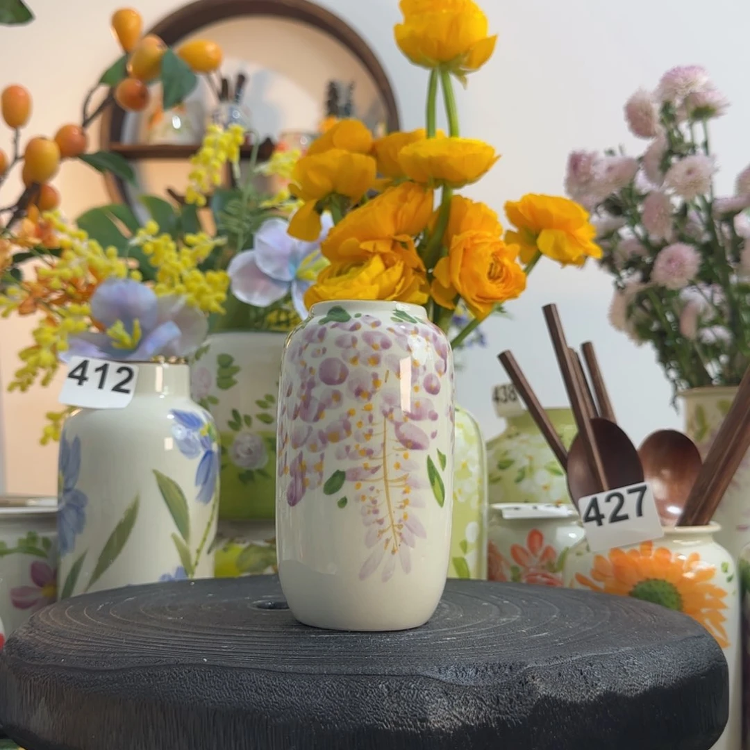 摆件景德镇手作陶瓷花瓶摆件无孔