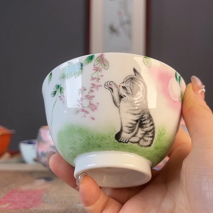 摆件景德镇陶瓷茶杯多人