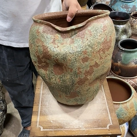紫砂花盆口24高度32朱砂