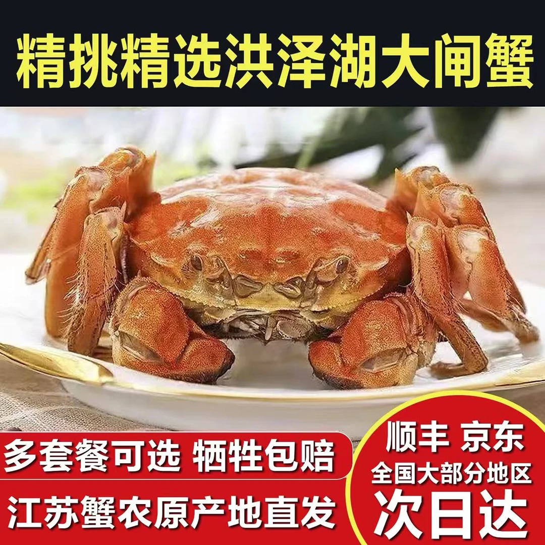 【活蟹】洪泽湖-全母蟹-3.7-4两-6/8/10只顺丰京东冷链礼盒包邮