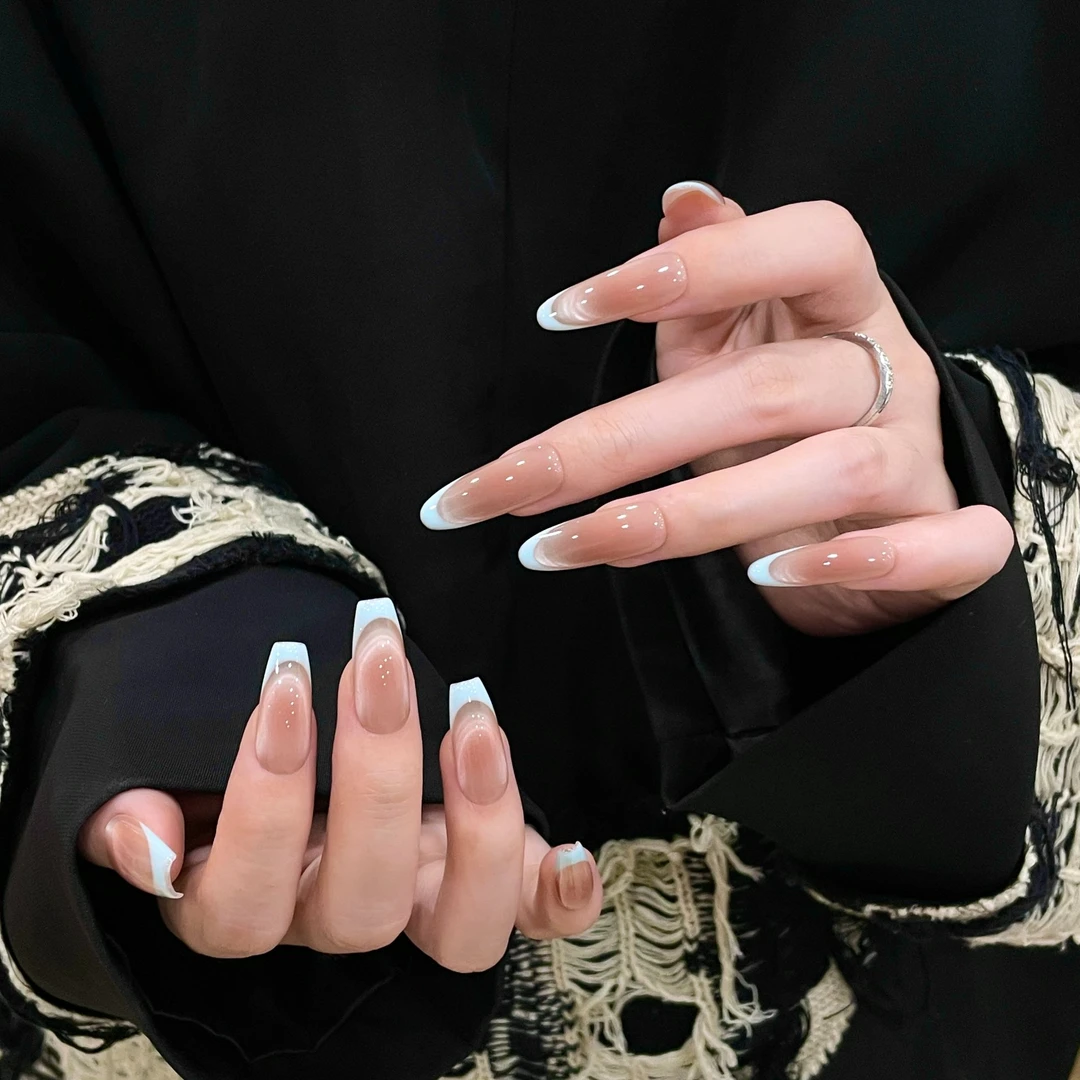 「S2041大展宏图」腮红手绘窄边法式猫眼纯手工穿戴甲 18种甲型定制