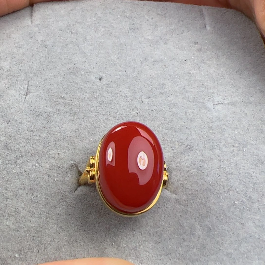 18K金镶嵌戒指南红玛瑙岁***好