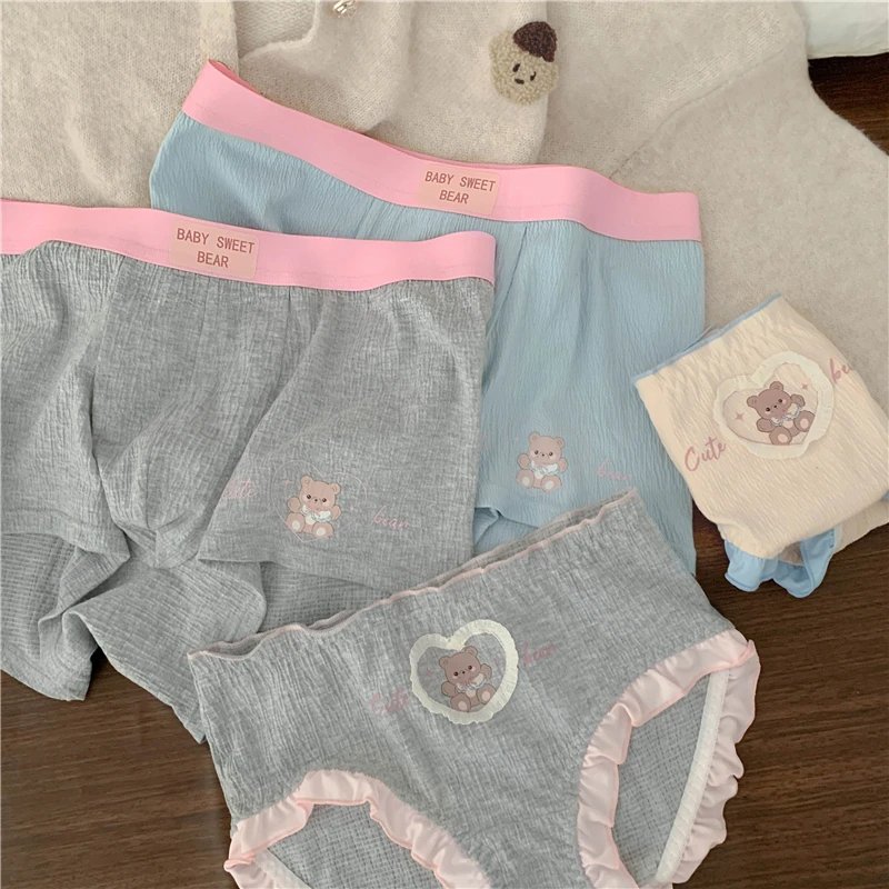 甜熊日记*情侣内裤一男一女日系可爱卡通四角三角裤2025新款透气