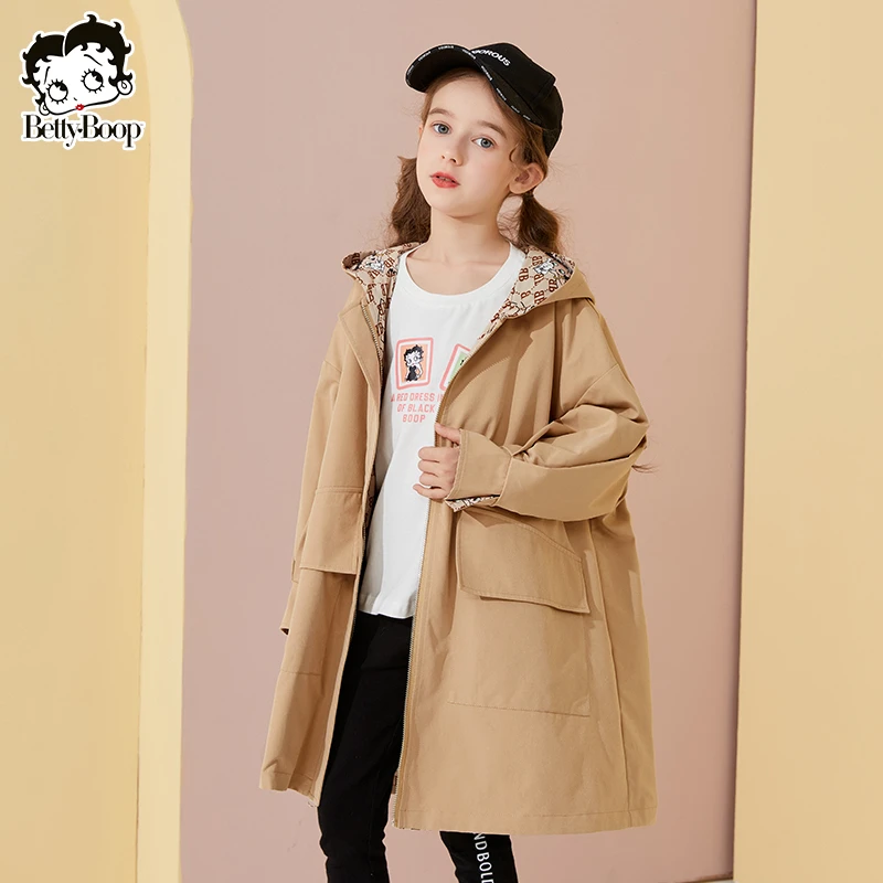 BETTY BOOP/贝蒂女童新款双面穿防水风衣2025年春秋网红外套11018