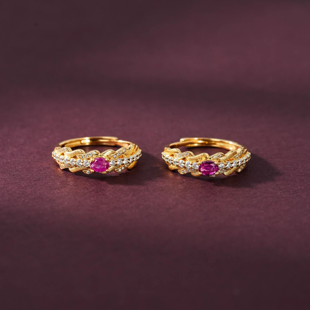 【云上叙】S925银红宝石戒指-多样性发其一-4x5mm-V95881-M（甄选）