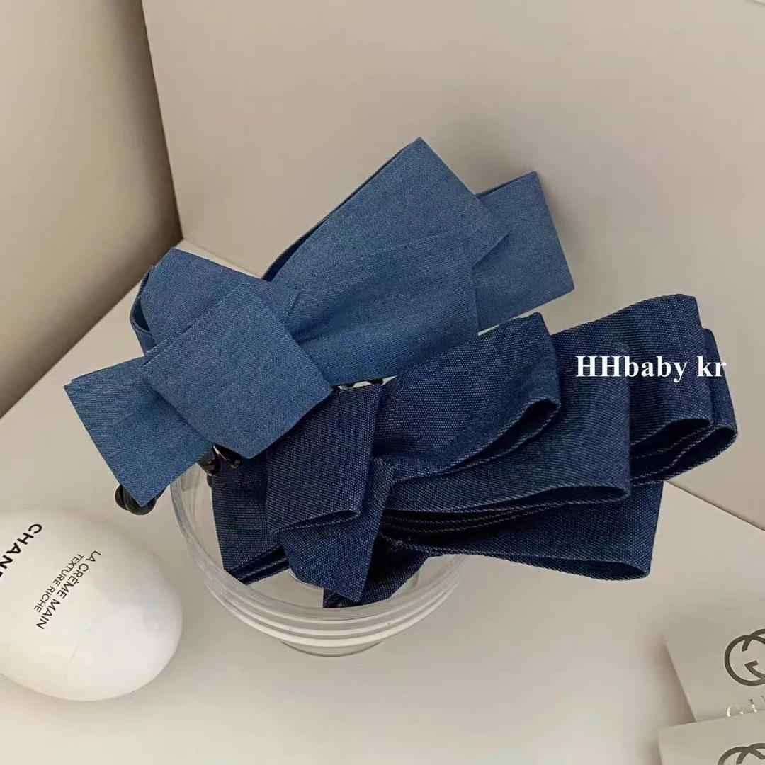 2025韩系牛仔蓝布艺不规则蝴蝶结香蕉夹韩系竖夹一字夹头饰发饰