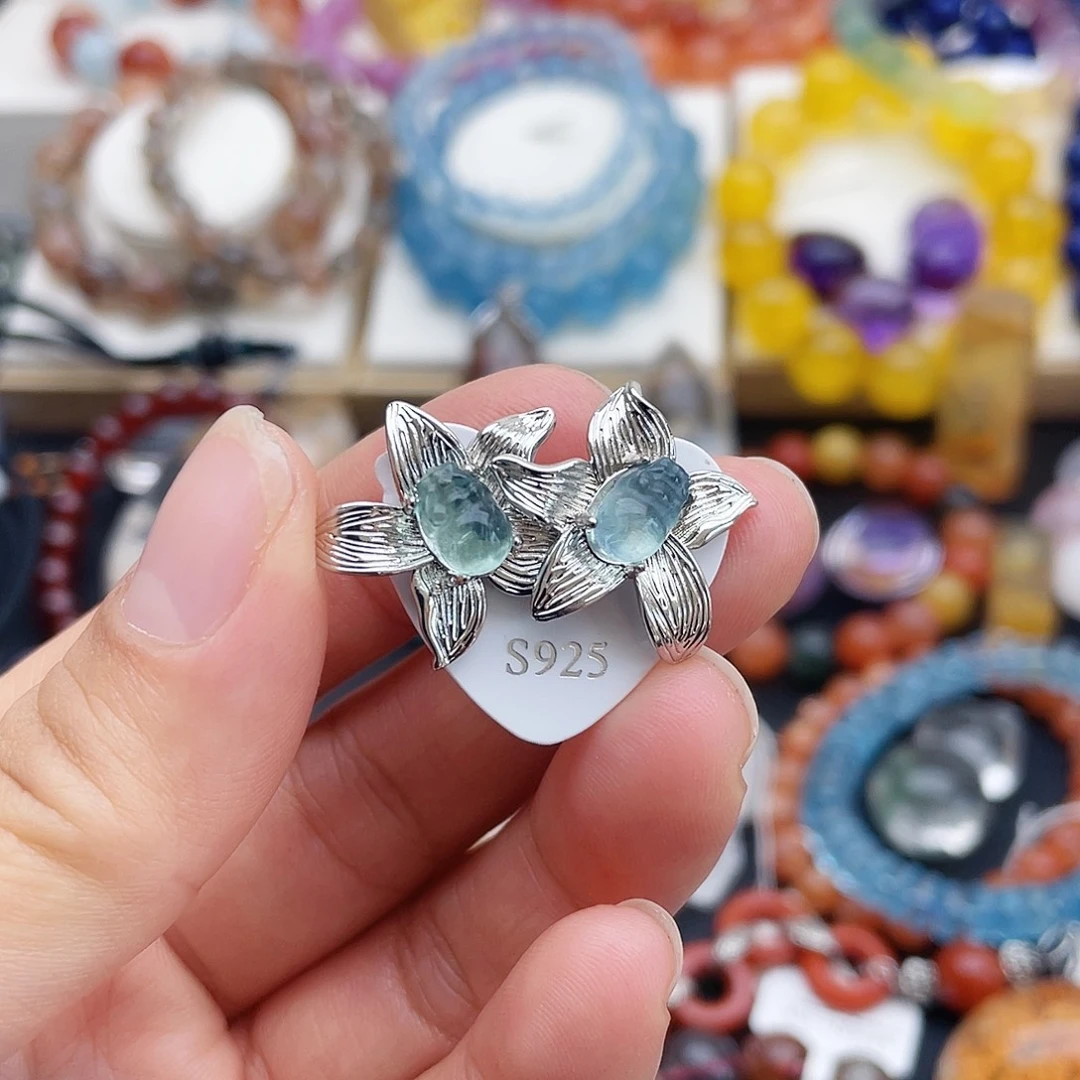 烟晶戒指银S925镶嵌