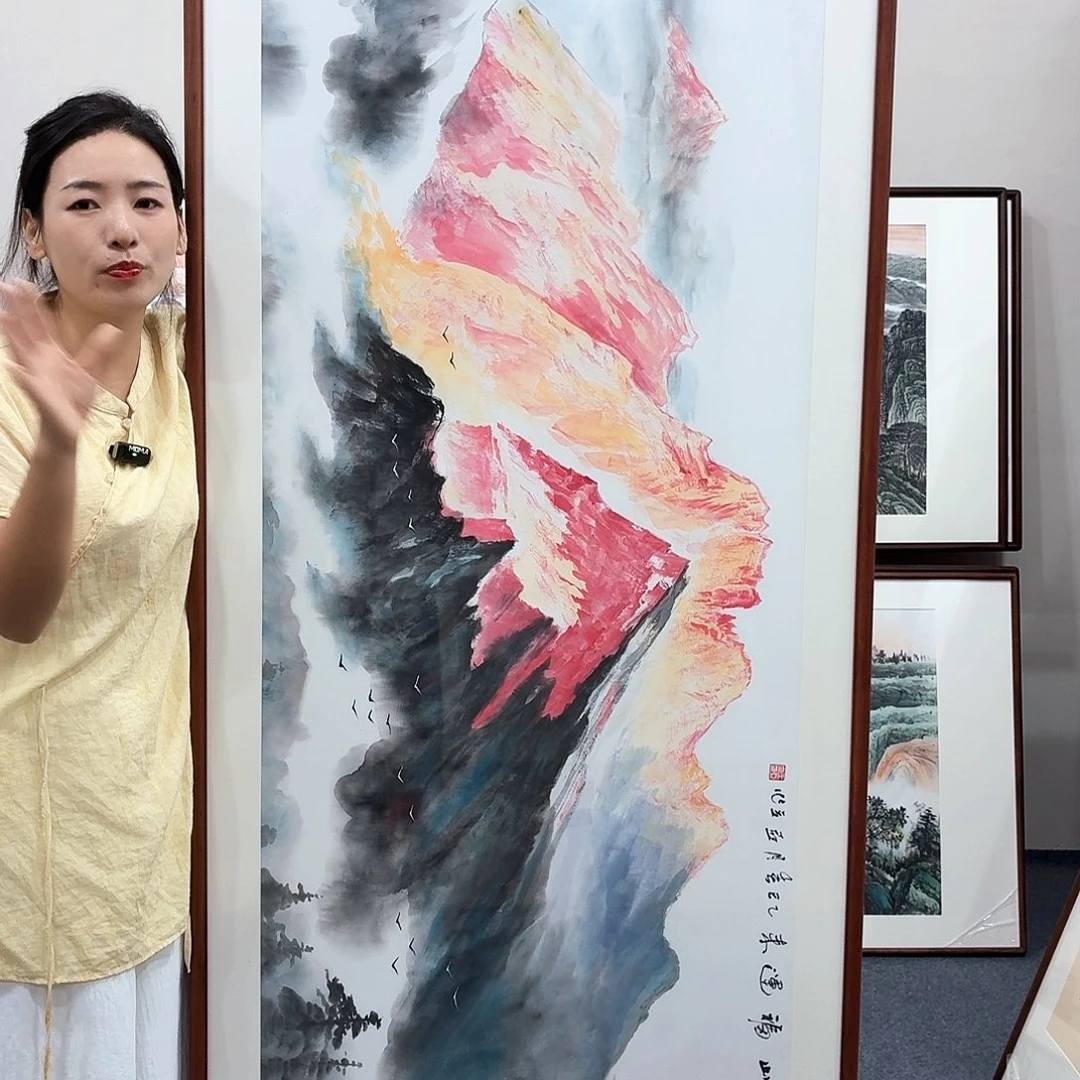 一***静国画手绘作品210×80尺寸