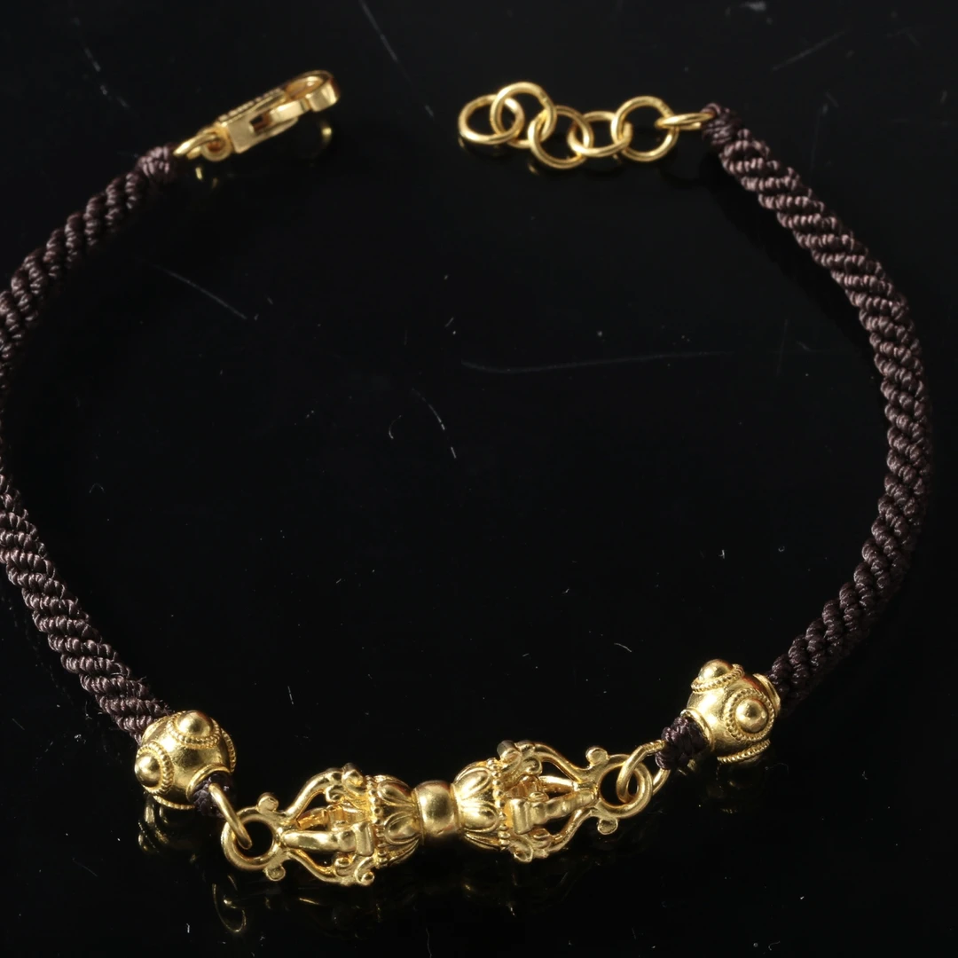 9.43克足金999古法实心精品黄金杵编绳女士时尚本命年黄金手链