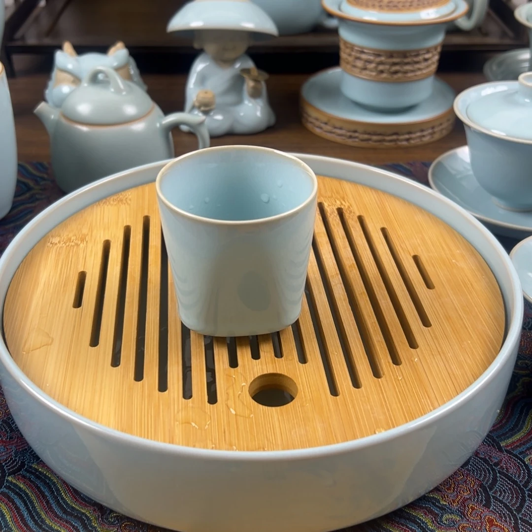 杯子瓷原矿釉水天圆地方杯